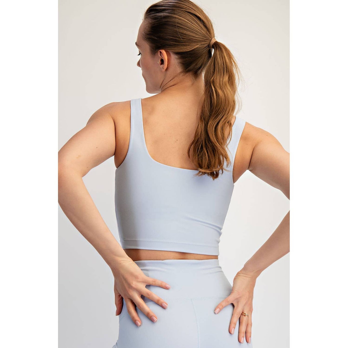 NYLON BUTTER SQUARE NECK CROPPED TANK