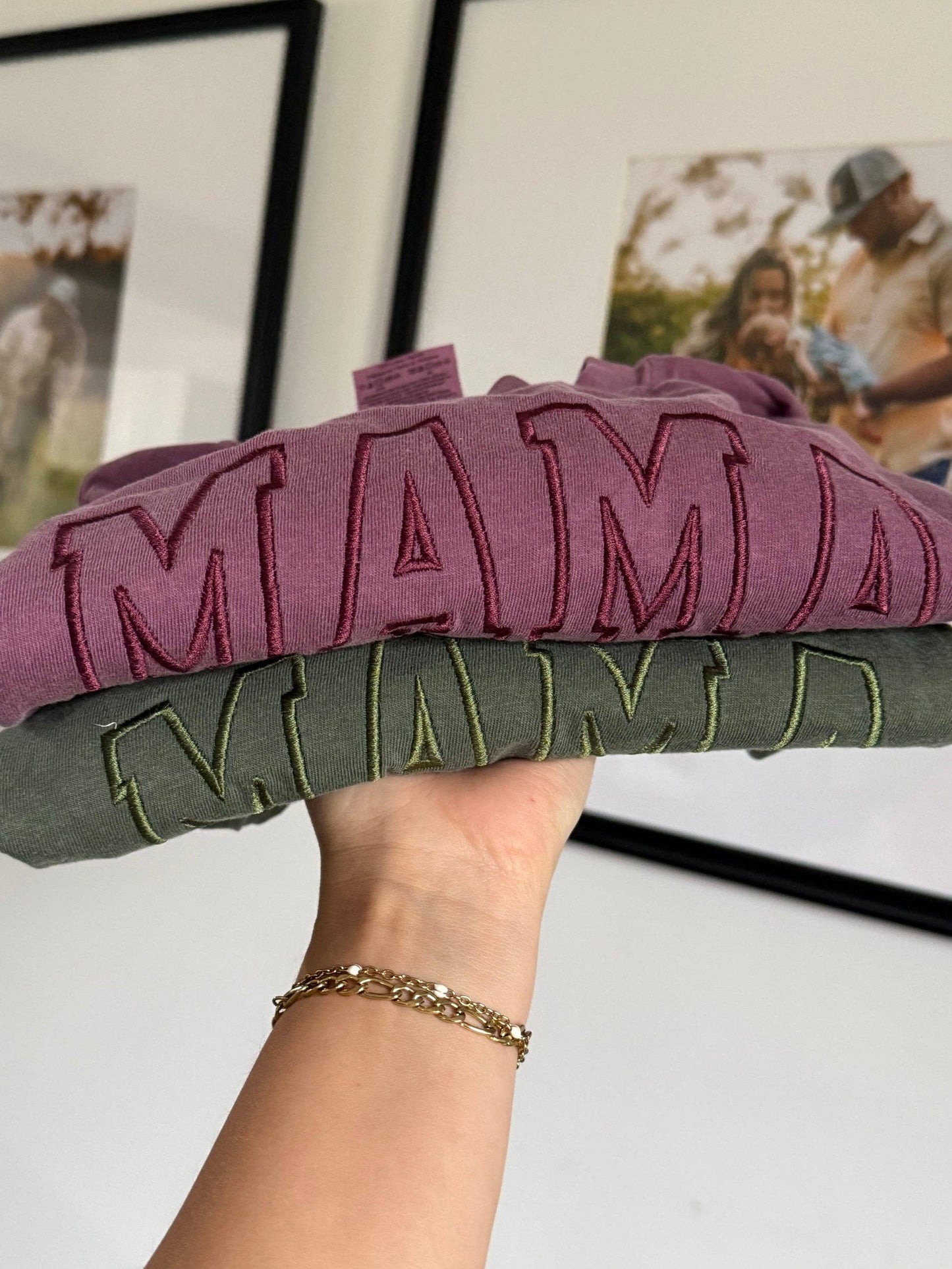 Varsity Mama Monochrome Tee Embroidered