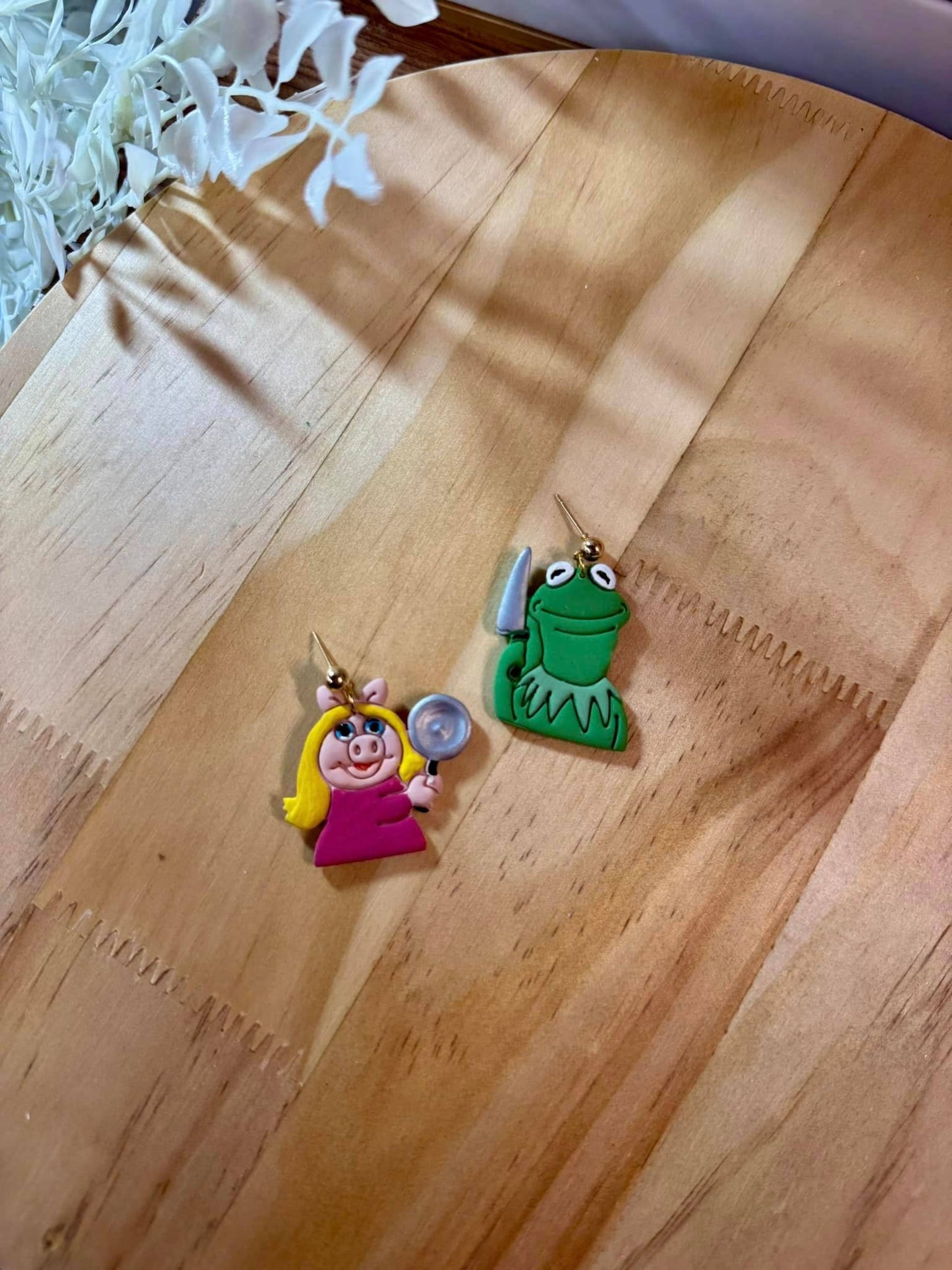 Funny Frog and Pig Polymer Clay Earrings