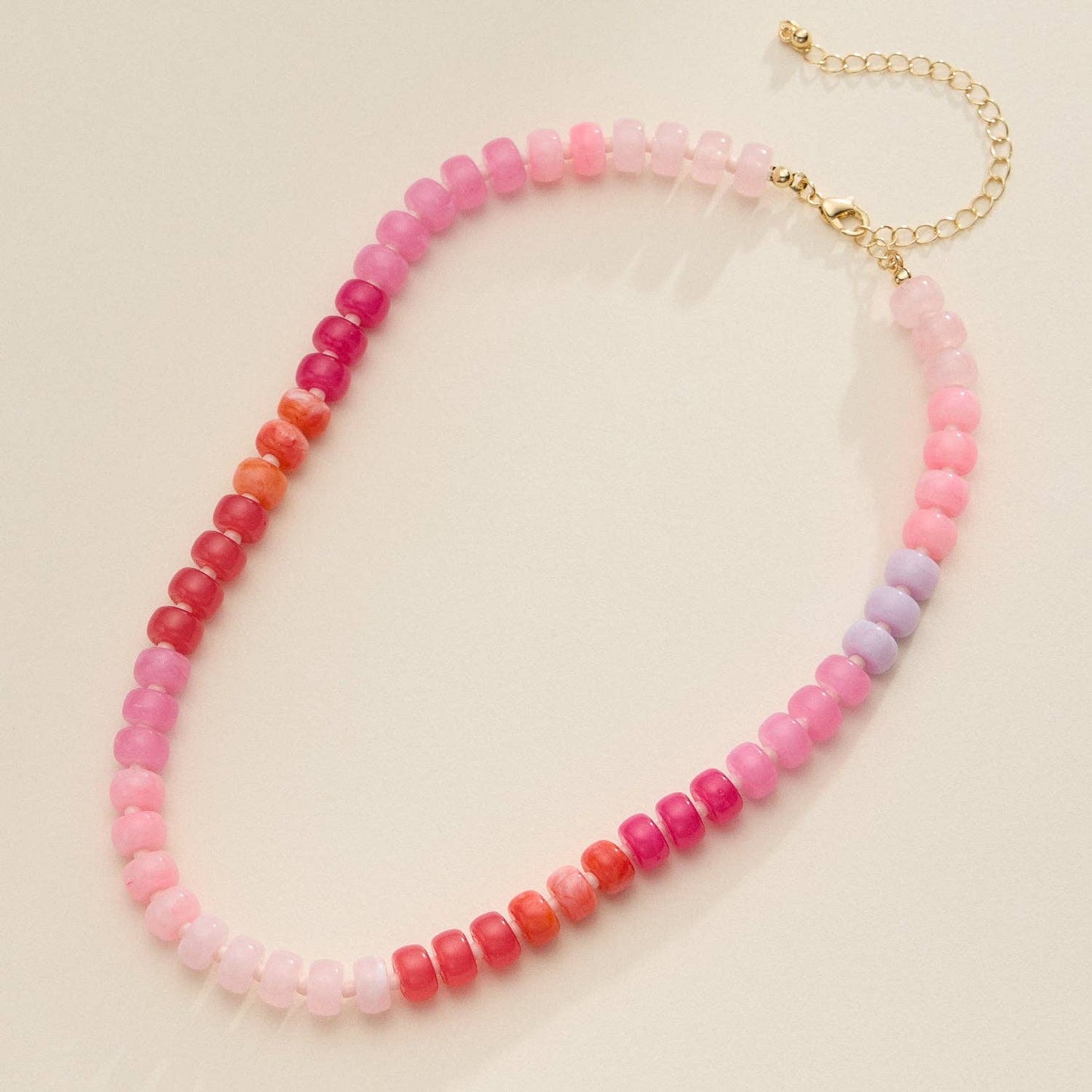 Colorful Beaded Necklace with Gold Clasp Trendy Statement Jewelry