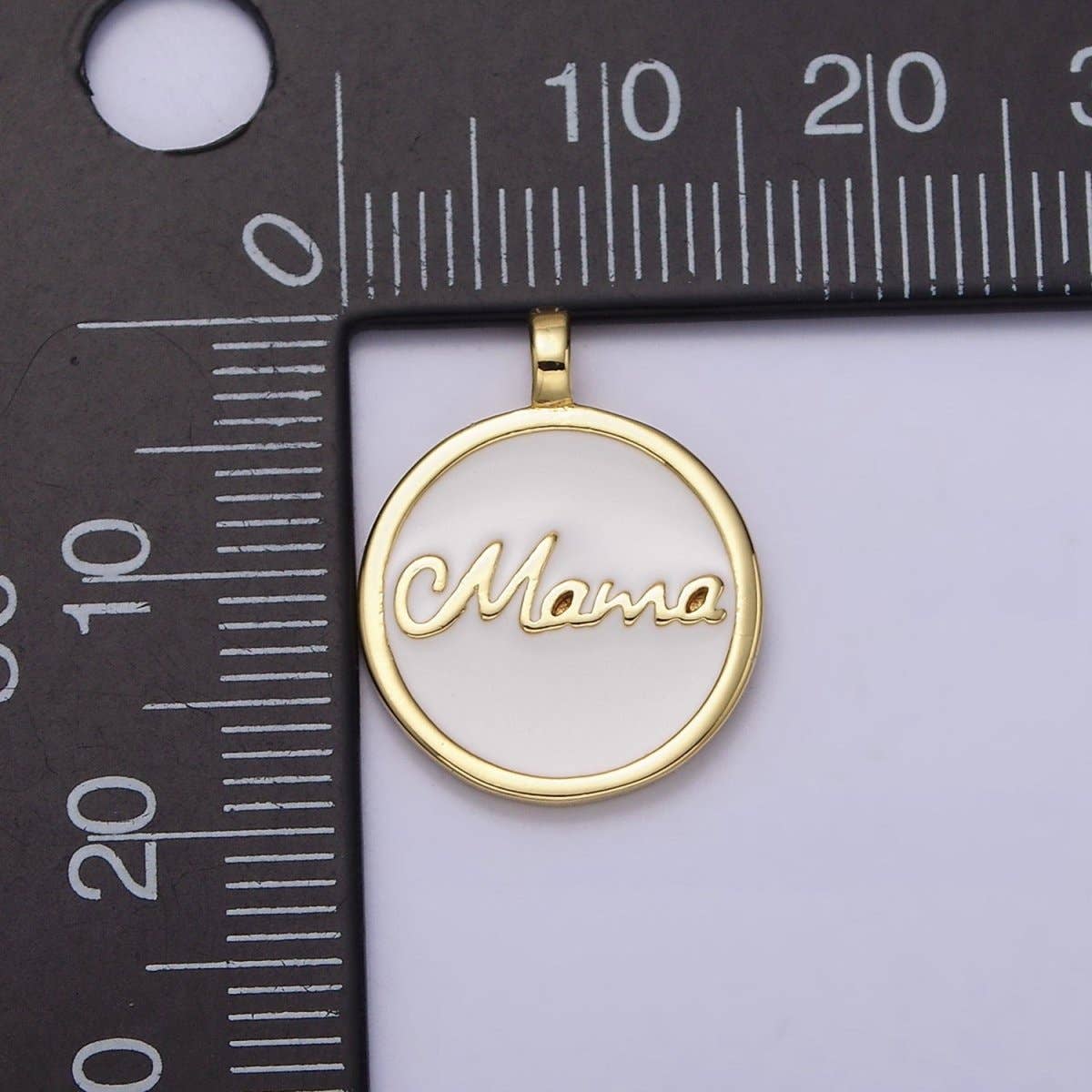 "Mama" Script White Enamel Charm