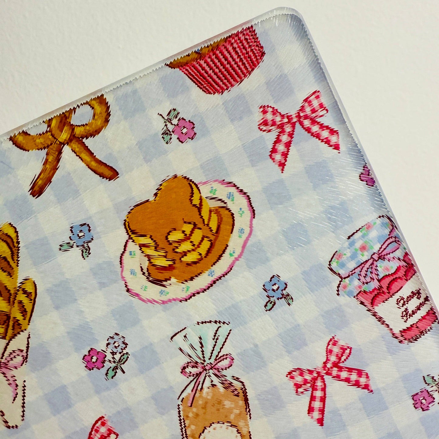 Glass Cutting Board, Coquette Gingham Breakfast