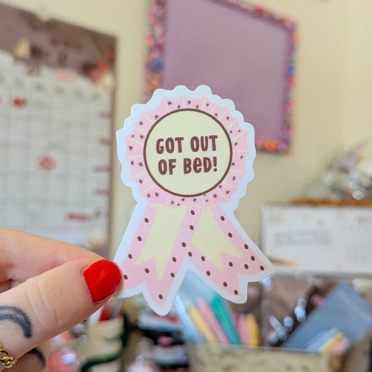 Got out of bed award sticker