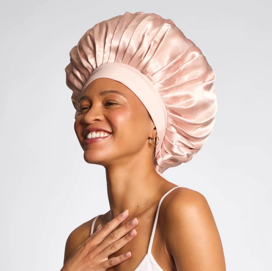 Kitsch | Adjustable Oversized Satin Bonnet- Blush