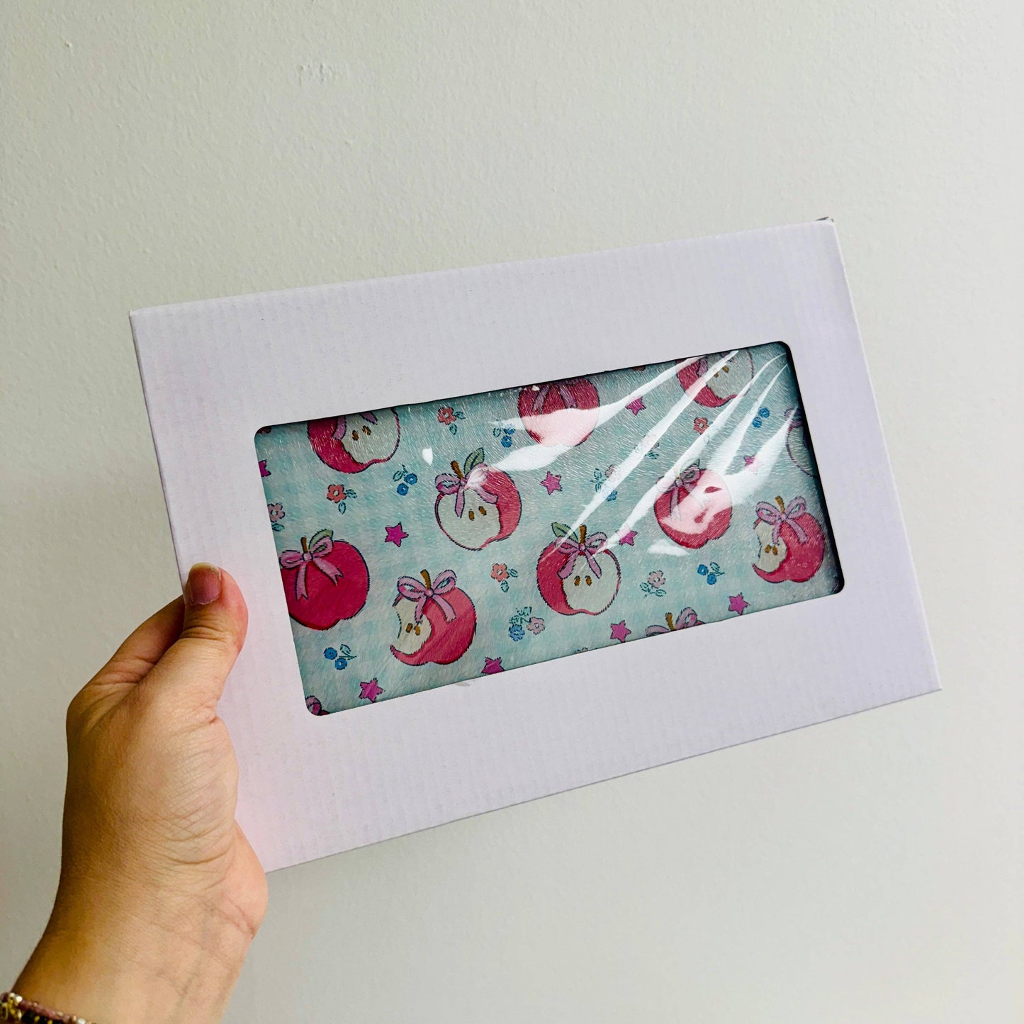 Glass Cutting Board, Gingham Apple Pattern