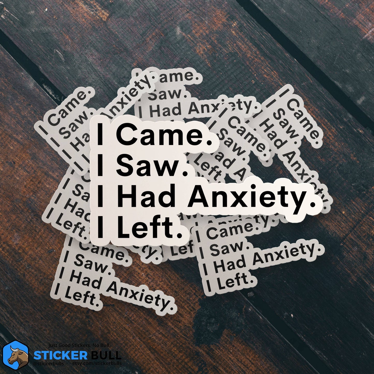 I Came, I Saw, I Had Anxiety, I Left Sticker, Funny Sticker, Meme Sticker, Vinyl Sticker for Laptop, Car Or Water Bottle, Quote Sticker