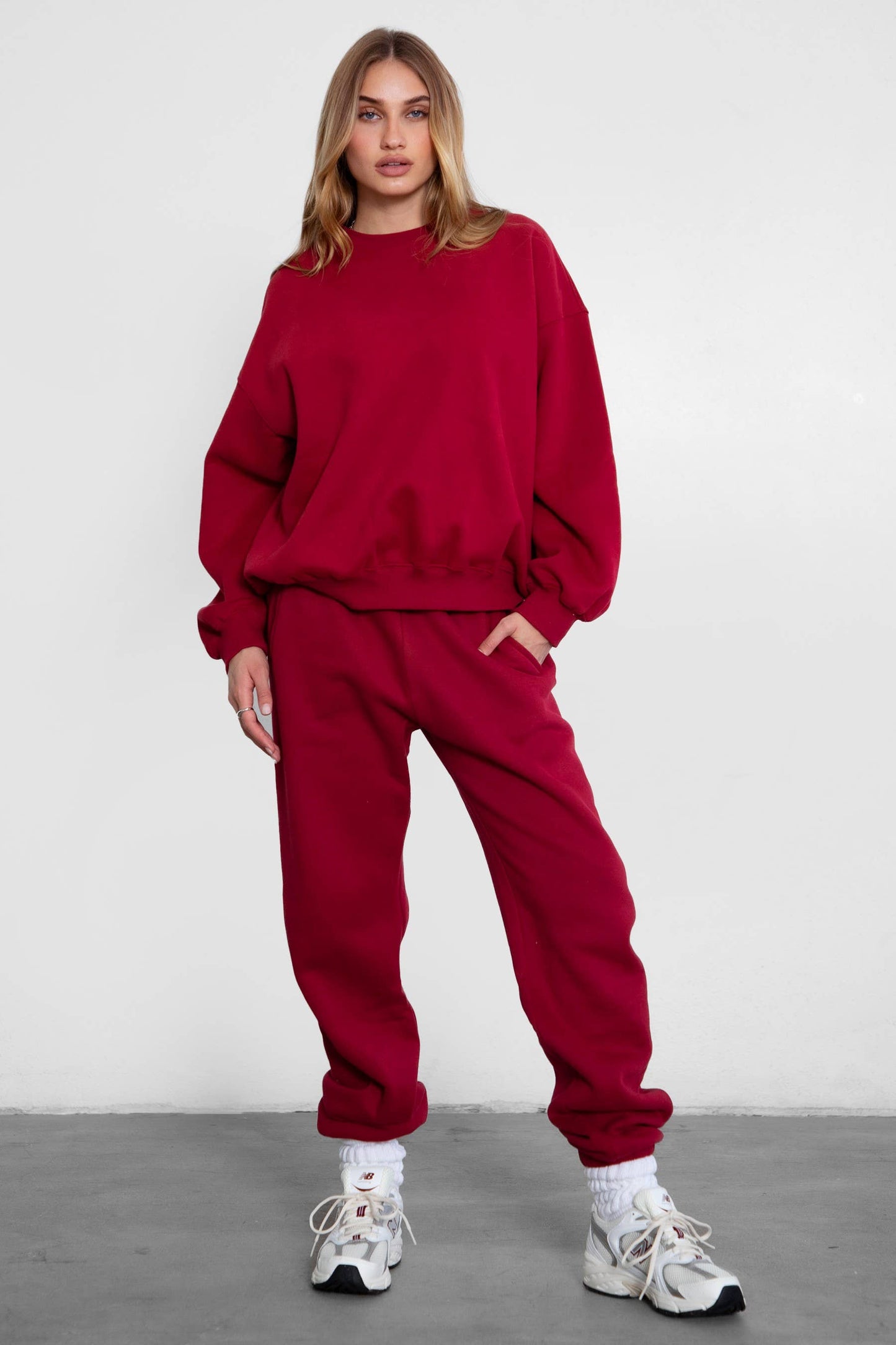 VARSITY Plush Fleece Crew Neck Lounge Pullover Sweatshirt