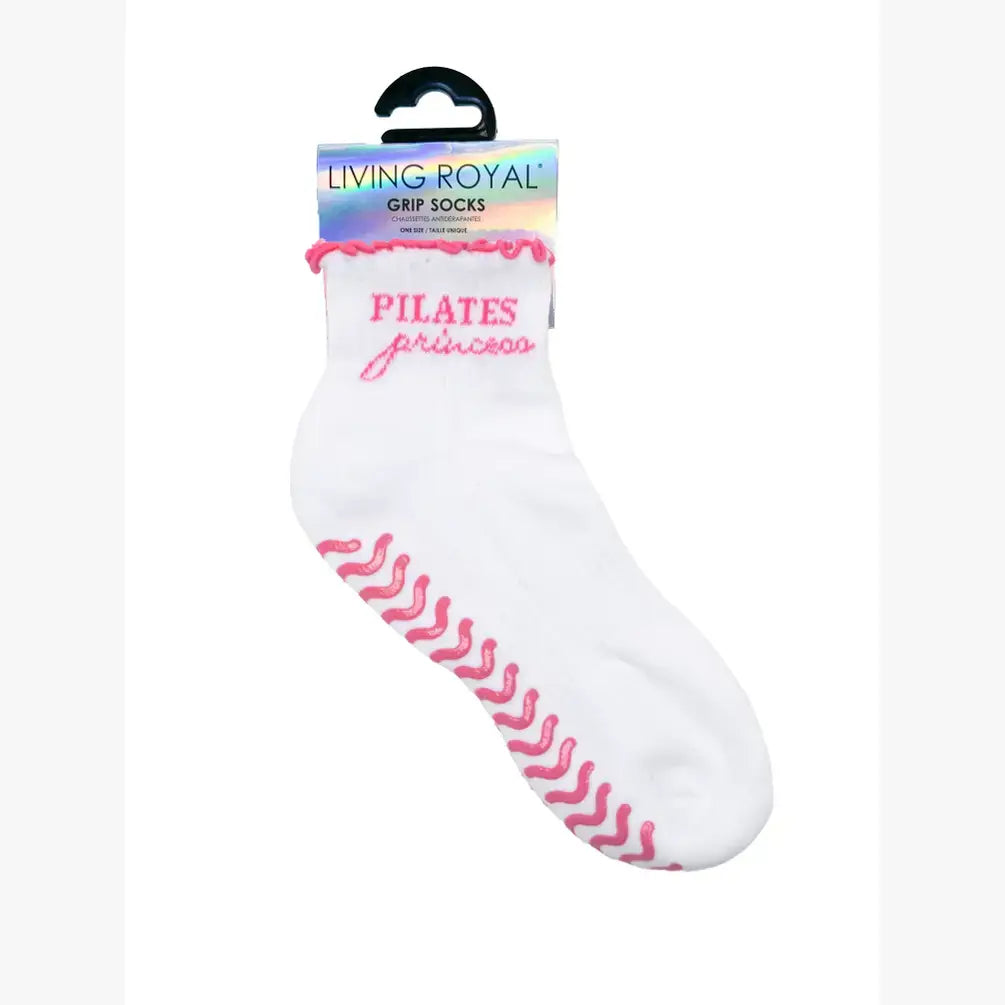 Bottom Grip Ankle Socks w/ Ruffles - "Pilates Princess"