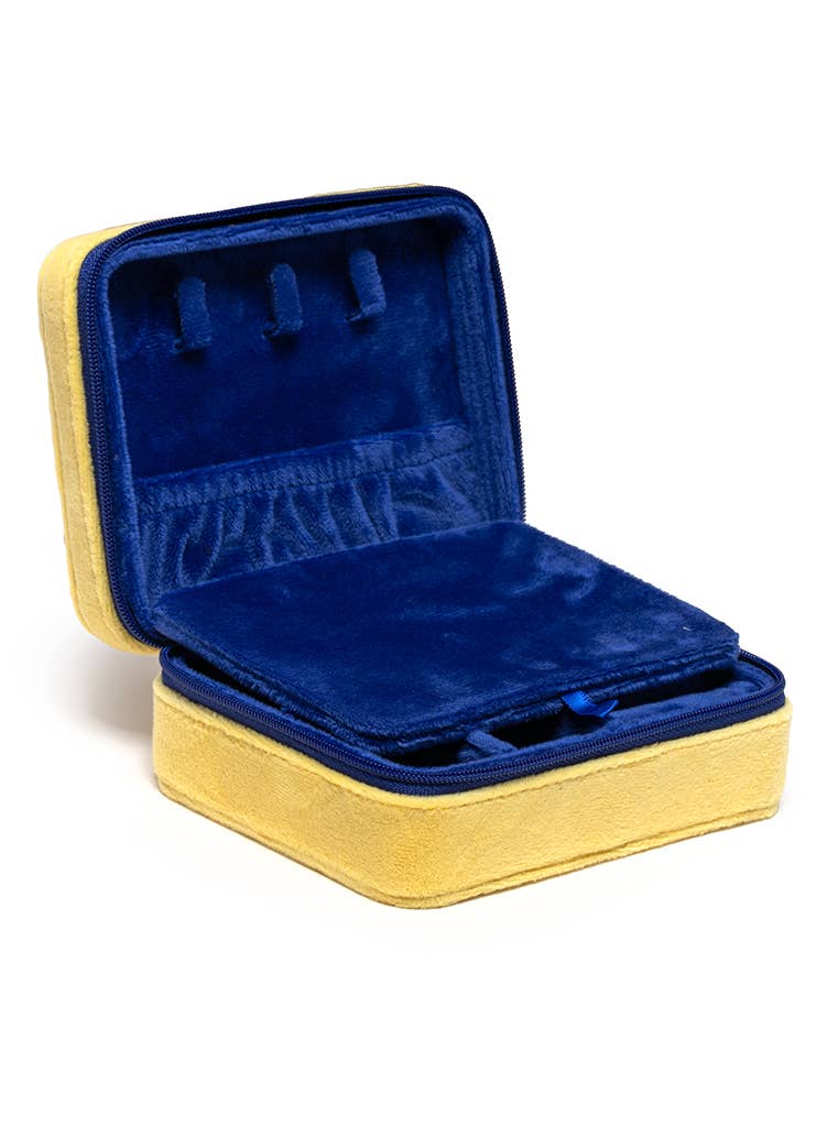 Velvet Jewelry Zip Case / Organizer - Butter Stick - Yellow