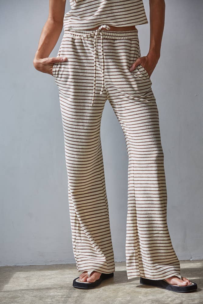 Knit Cotton Striped Flare Pants