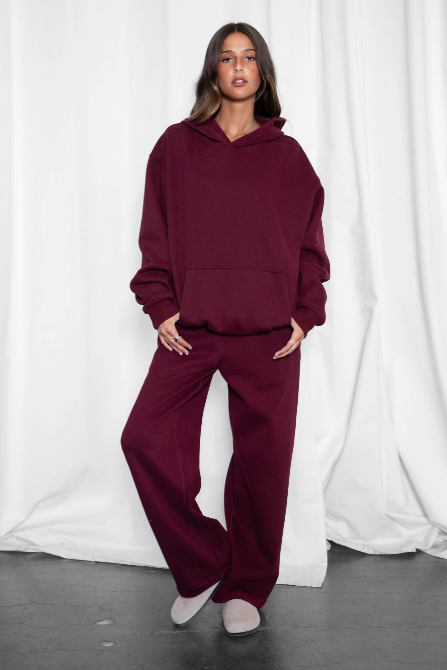 LANI Cloud Fleece Wide Leg Sweatpants Stretch Waist & Pocket
