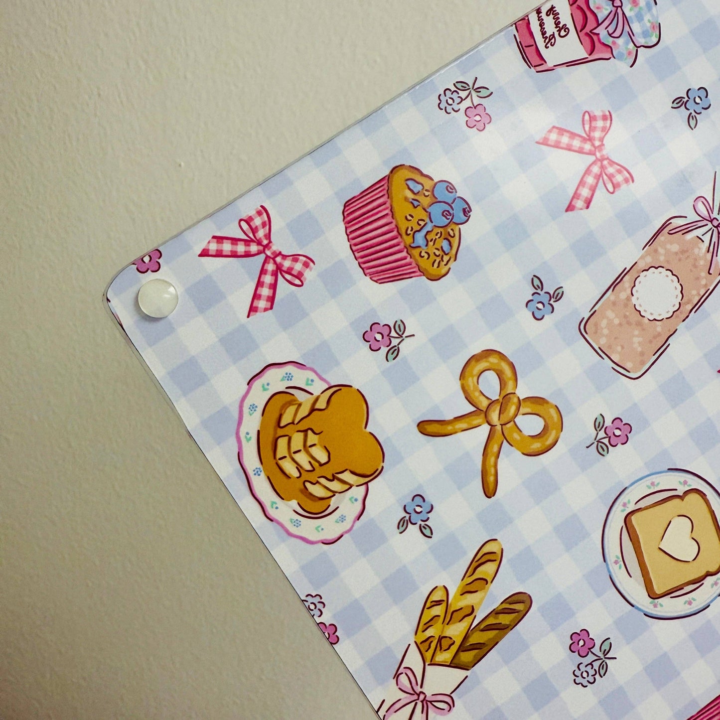 Glass Cutting Board, Coquette Gingham Breakfast