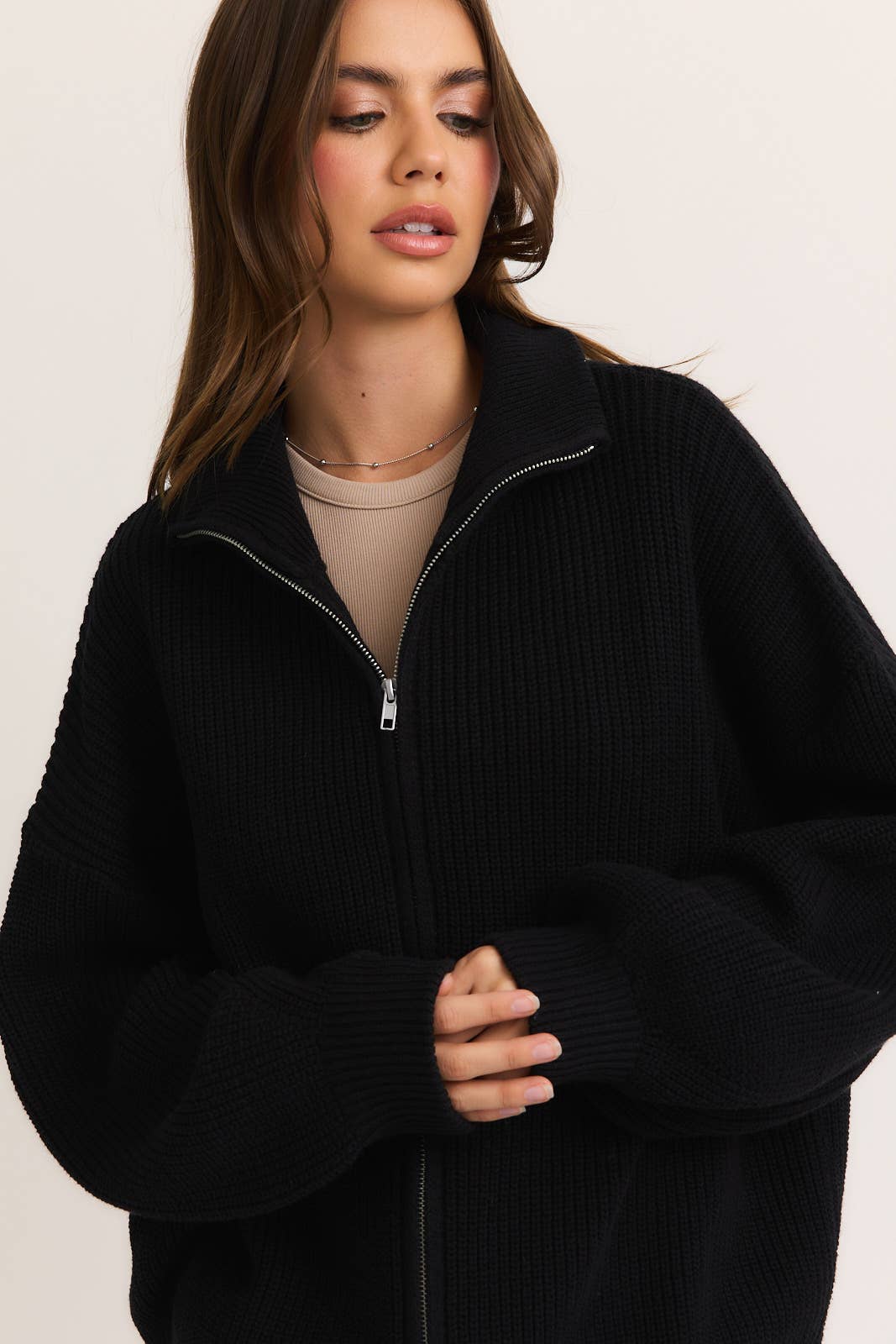 Le Lis | ZIP UP OVERSIZED SWEATER CARDIGAN
