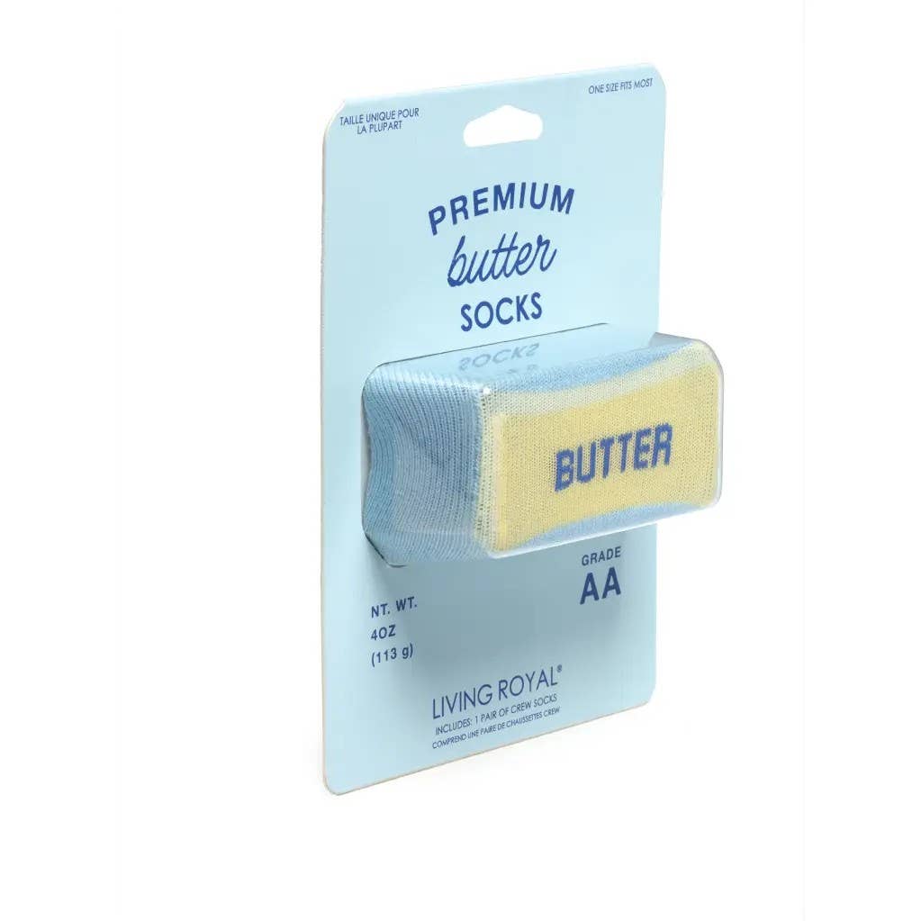 3D Packaged Crew Socks - Butter Stick - Light Blue