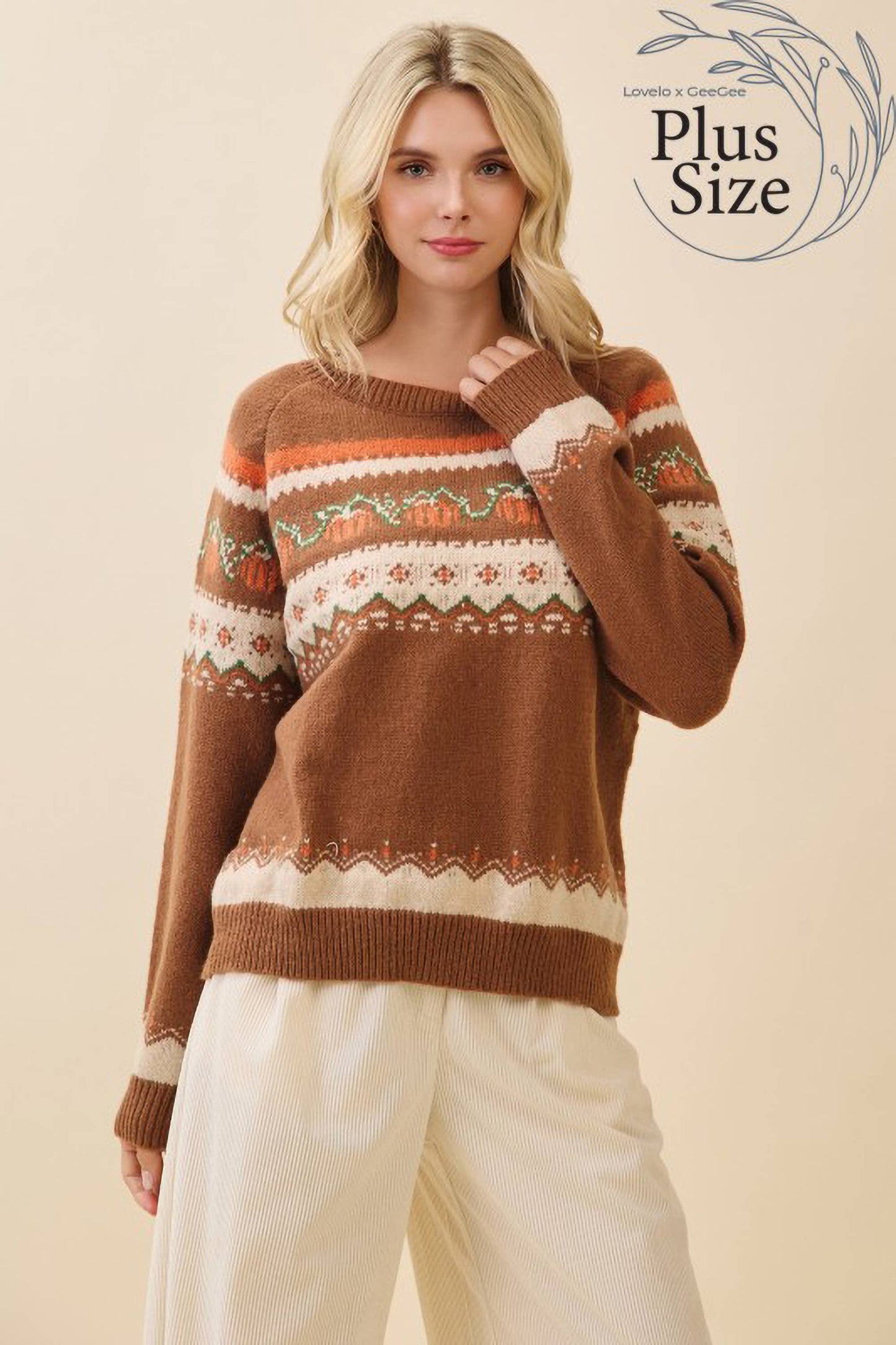 LOVELO | Plus Autumn Pumpkin Knit Sweater