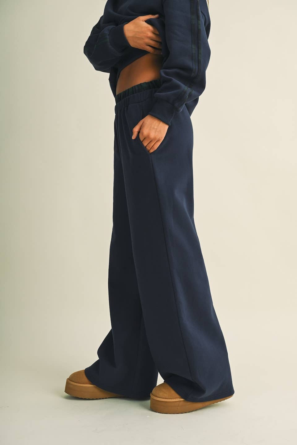 Plaid Double Layered Wide Leg Sweatpants