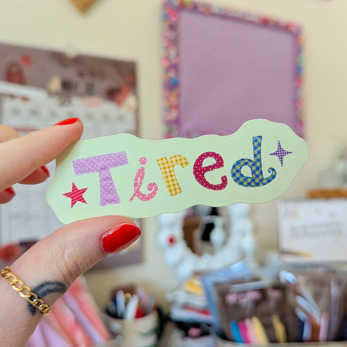 Tired matte sticker