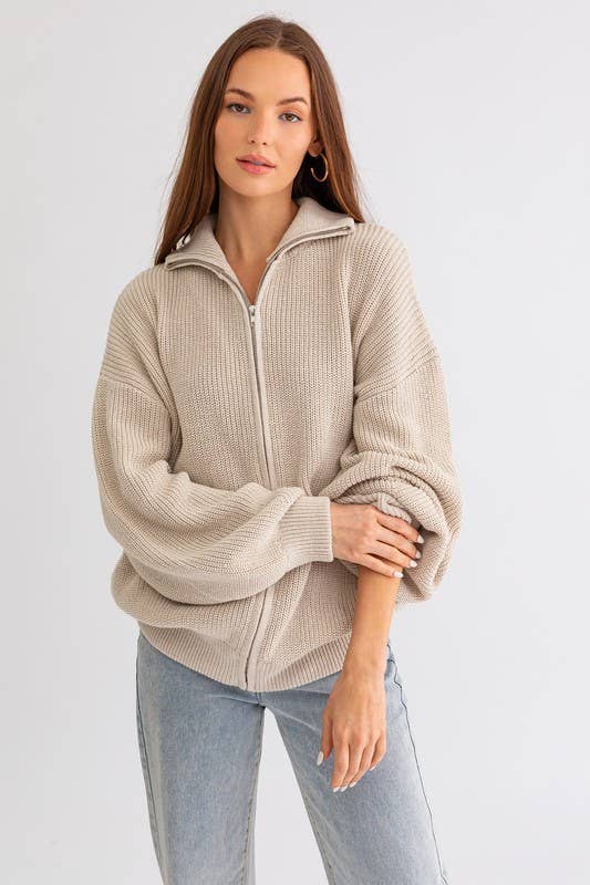 Le Lis | ZIP UP OVERSIZED SWEATER CARDIGAN