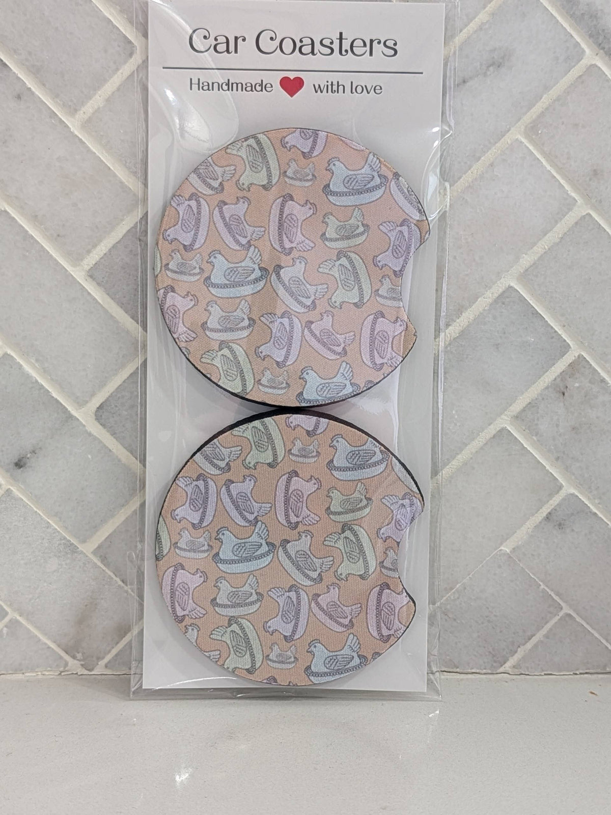 Nesting Hens Colorful Car Coasters