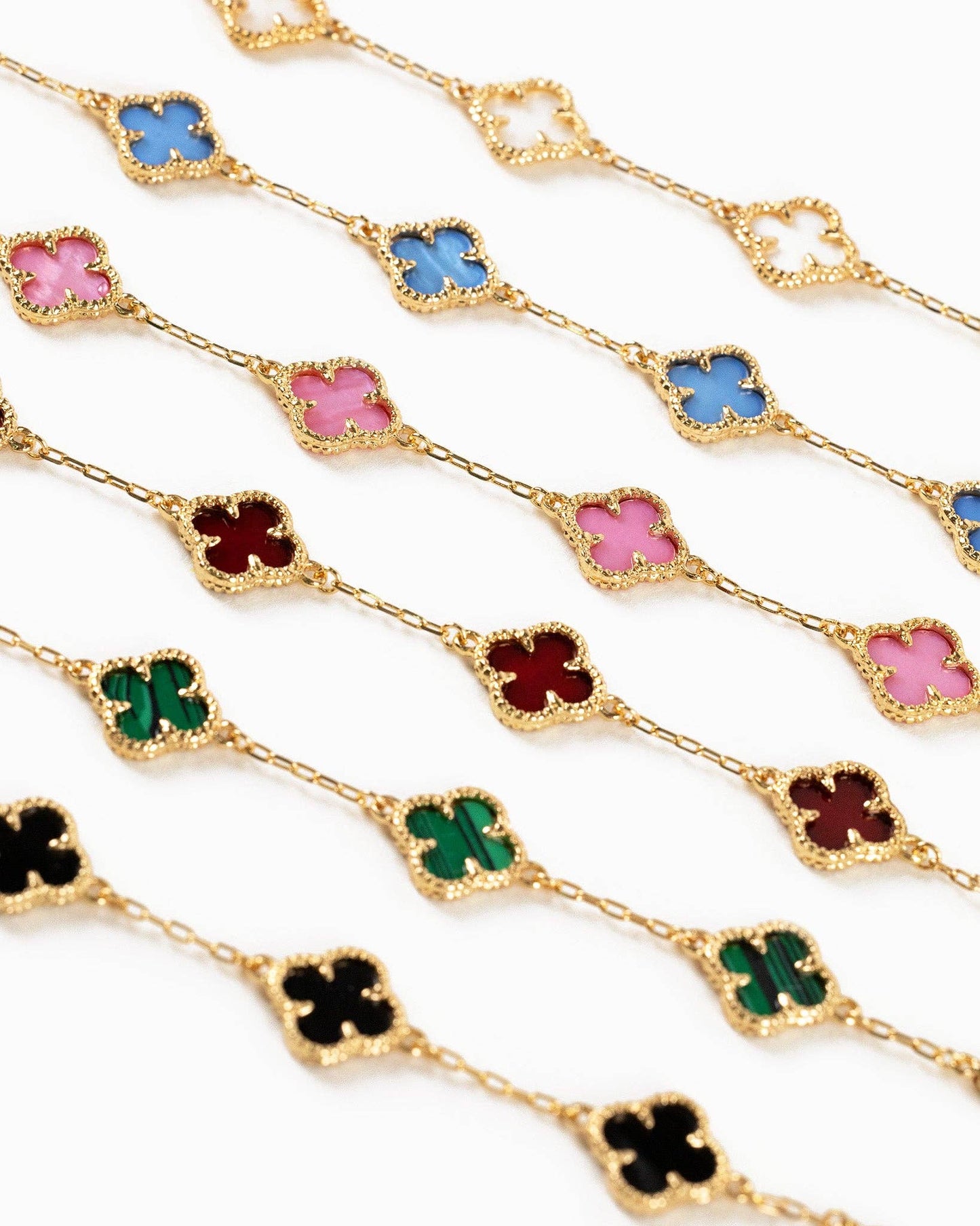 MOP Double-Sided Clover Station Holiday Bracelet