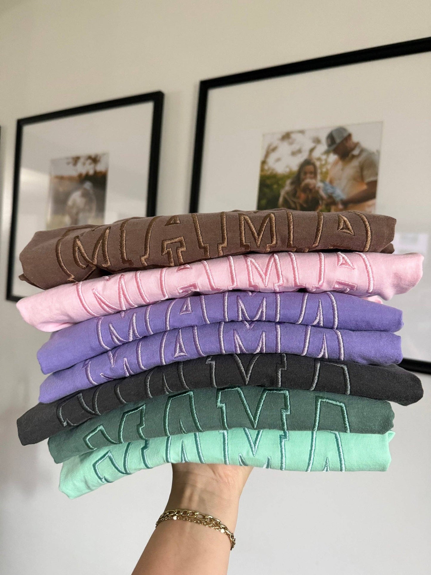 Varsity Mama Monochrome Tee Embroidered