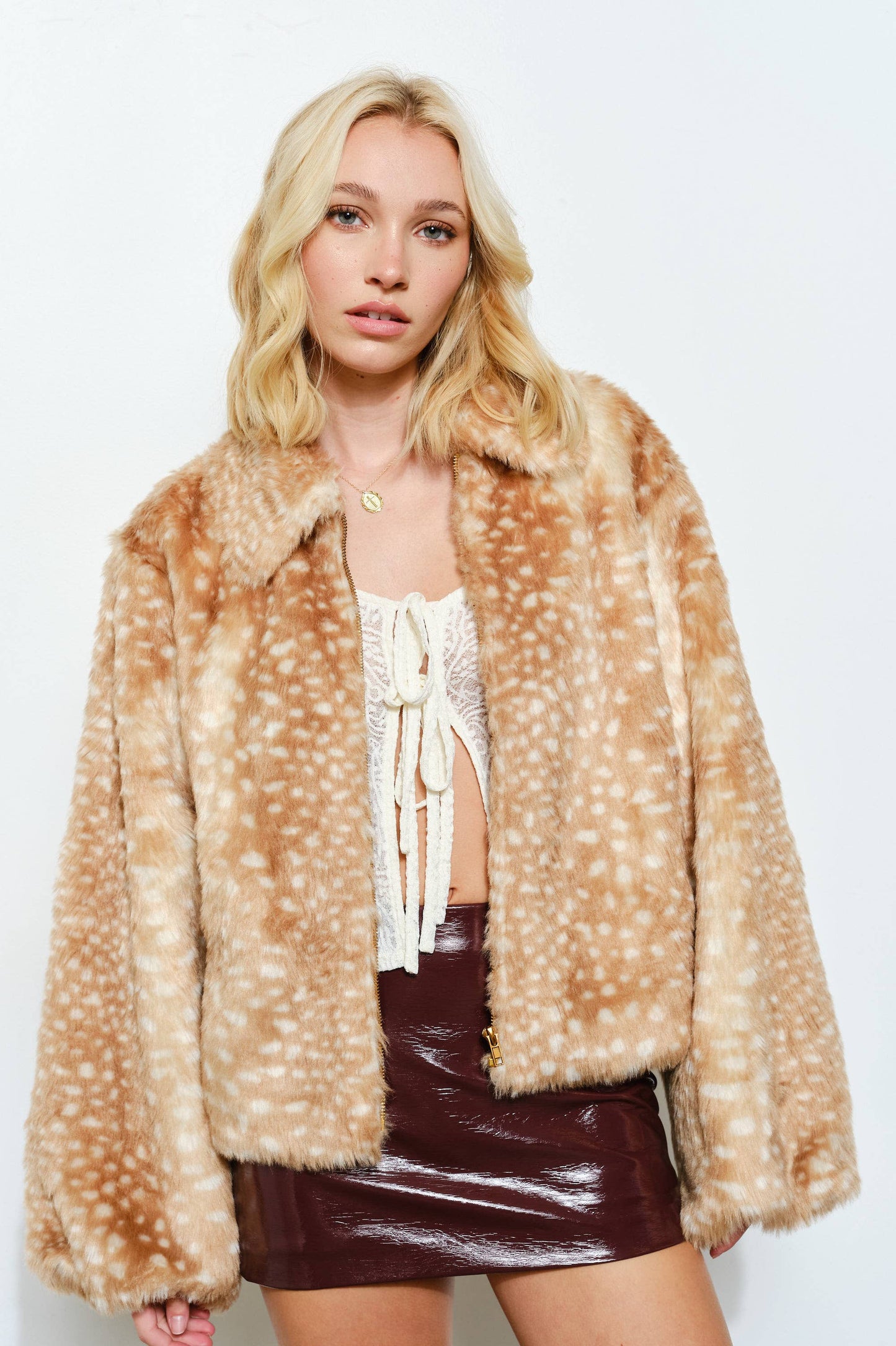 LIZ FAUX FUR JACKET - FAWN