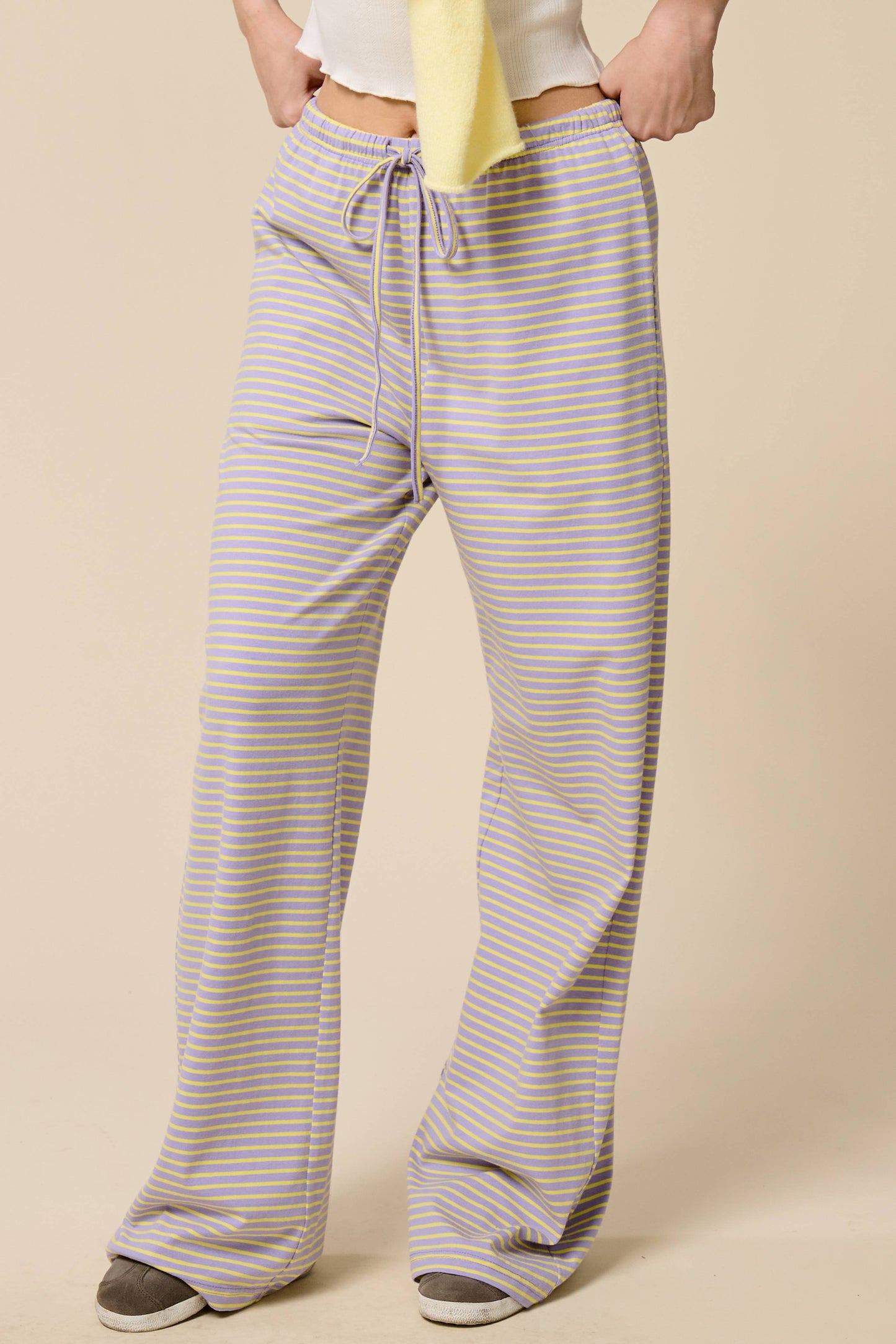 Mimosa | Striped Drawstring Wide Leg Pants
