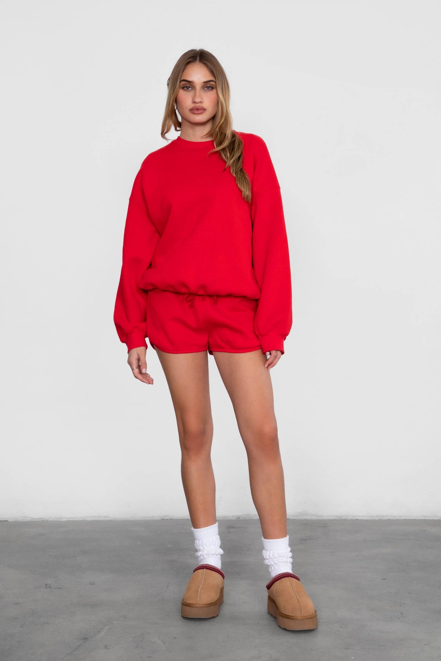VARSITY Plush Fleece Crew Neck Lounge Pullover Sweatshirt