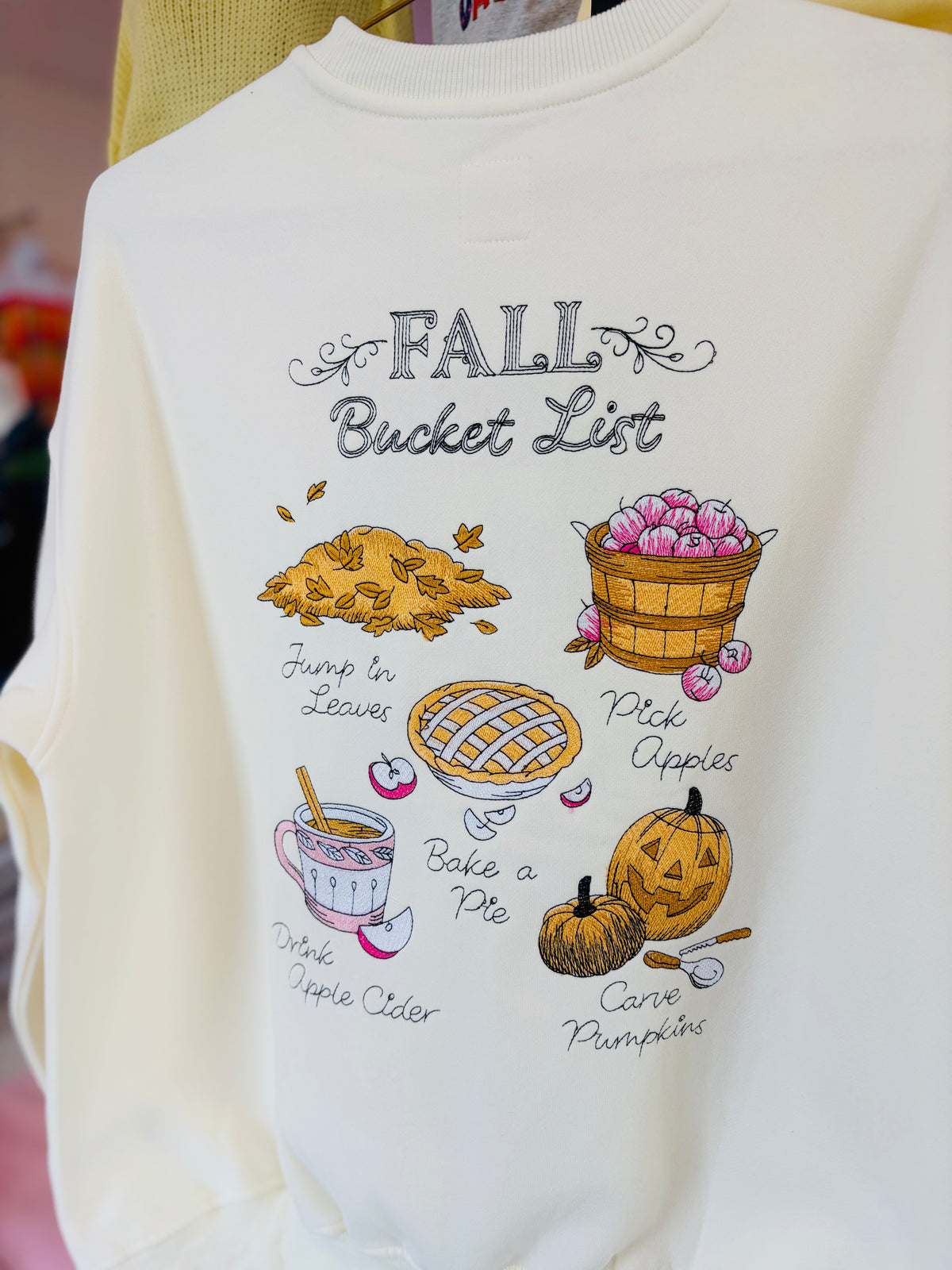 Sunkissed Coconut | Fall Bucket List Embroidered Sweatshirt