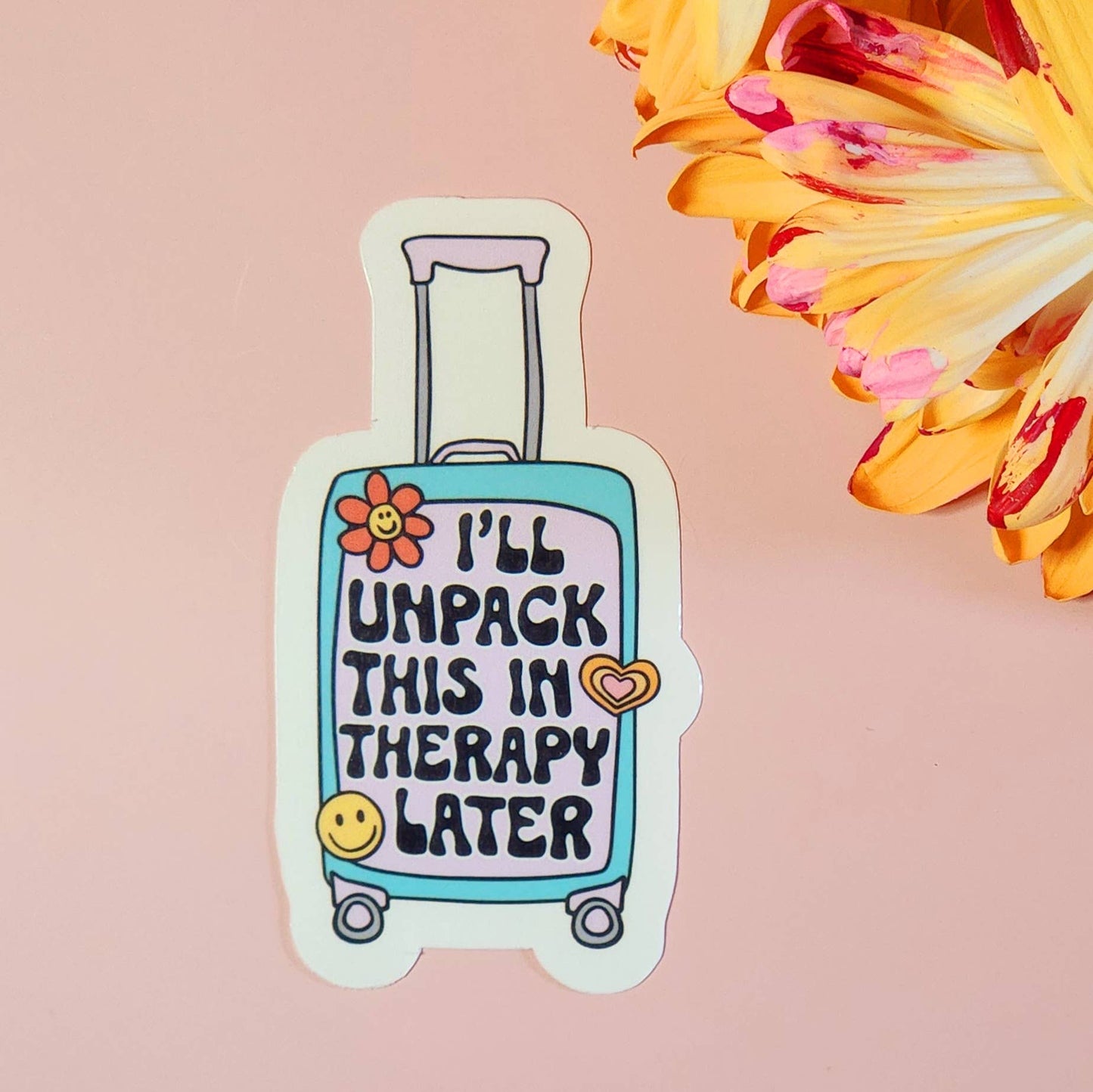 Therapy suitcase sticker funny  hydroflask journal planner