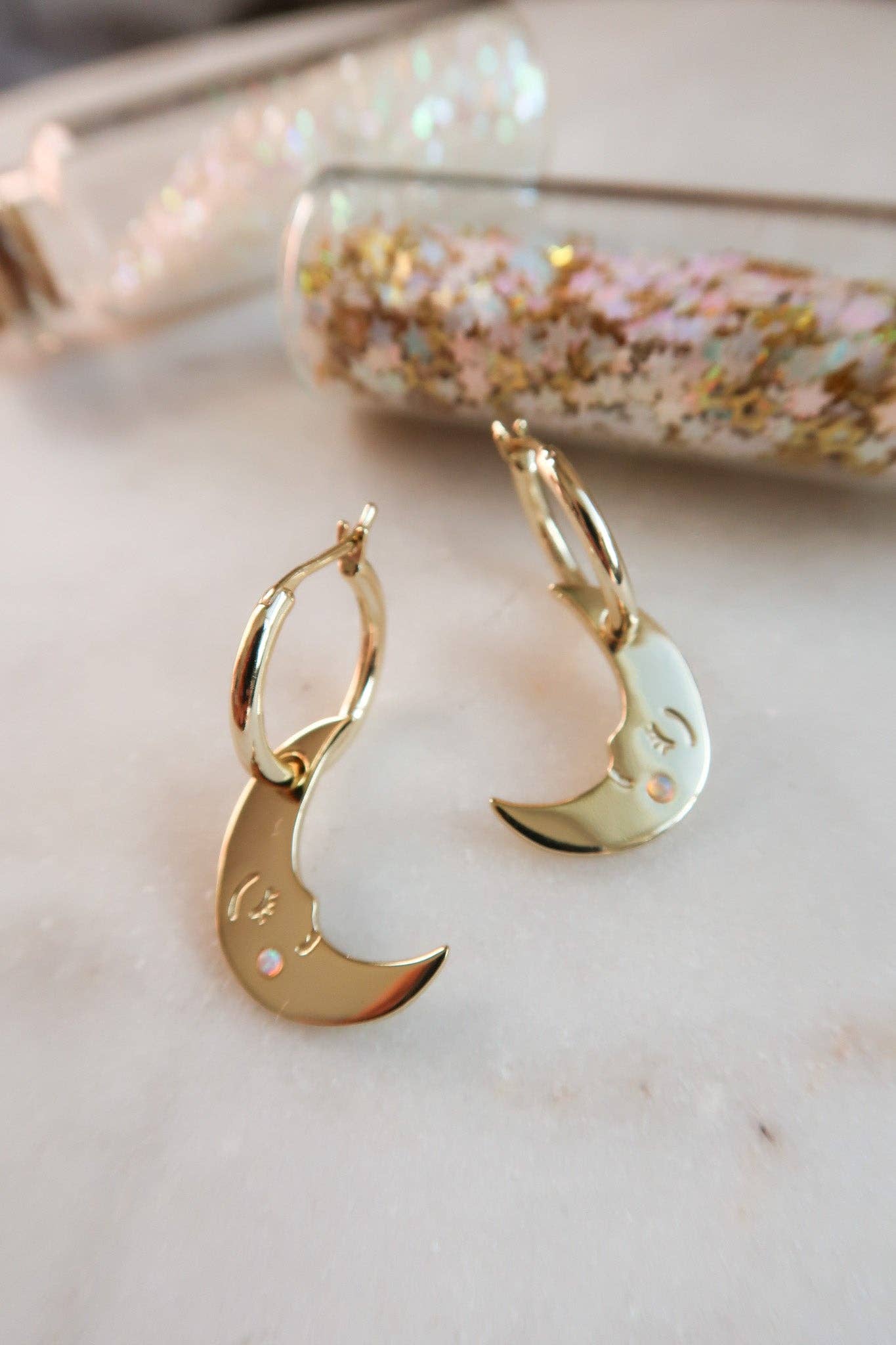 You are my Moonlit Secret Moon Hoop Earrings