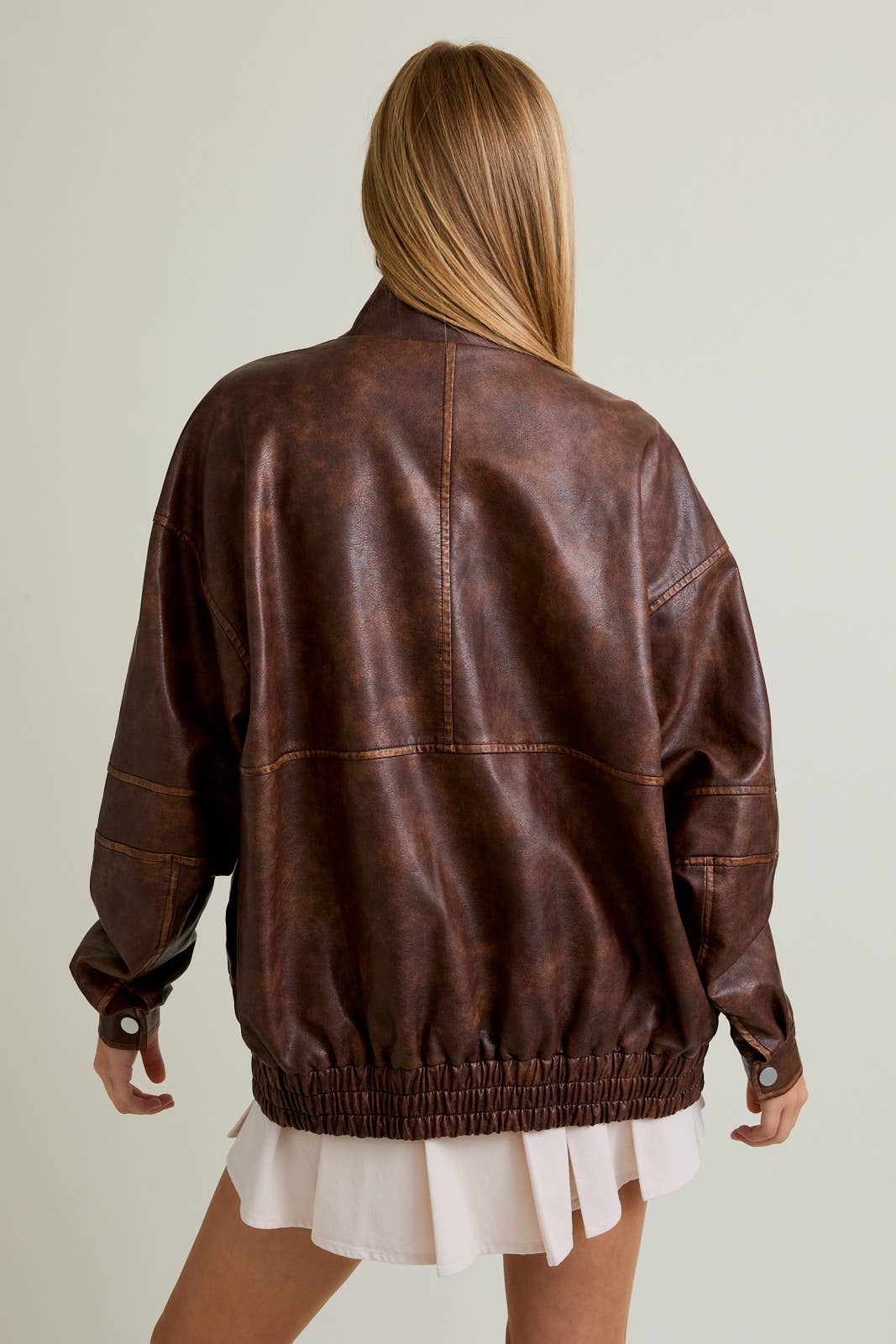 Le Lis | NYC GRL Faux Leather Bomber Jacket