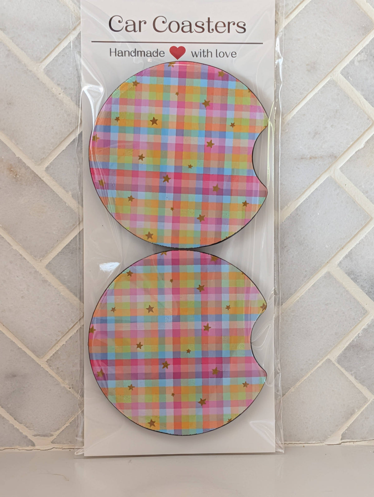 Car Coasters, Starry Plaid
