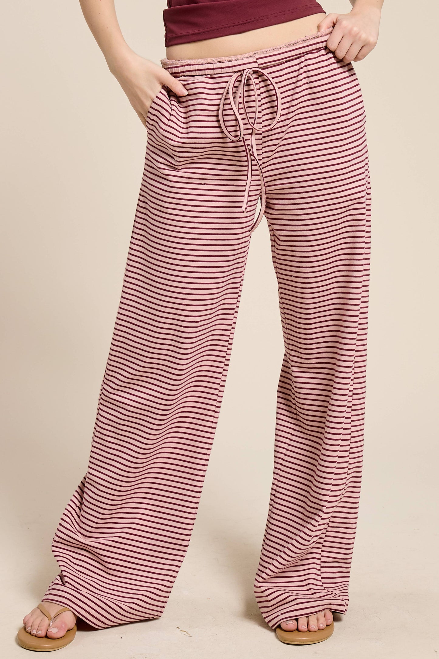 Mimosa | Striped Drawstring Wide Leg Pants