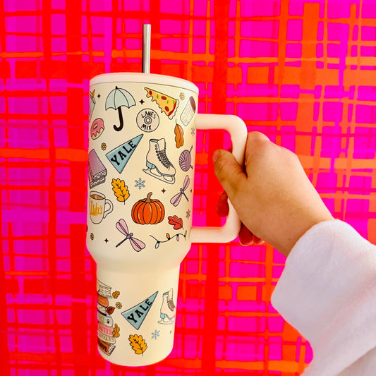 40oz Tumbler with Lid and Straw, Gilmore Pattern