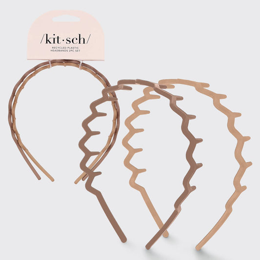 Kitsch | Recycled Plastic Zig Zag Headband 2pc - Neutral