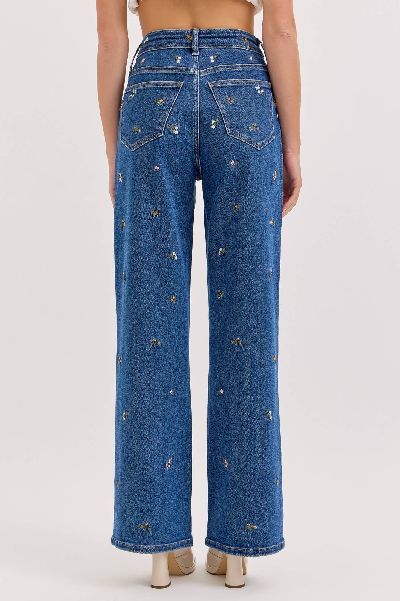 Flower Girl Embroidered Denim