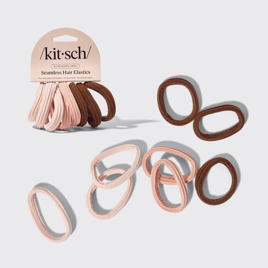 Kitsch | Recycled Seamless Hair Elastics 8pc Set- Rosewood