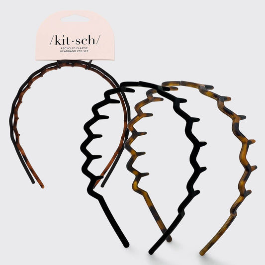 Kitsch | Zig Zag Headband 2pc - Black & Tort