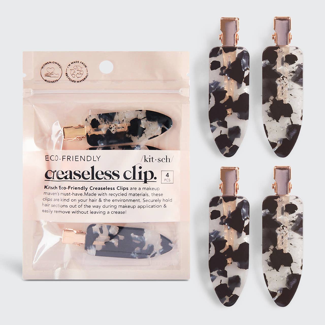 Kitsch | Eco-Friendly Creaseless Clips 4pc Set - Black Terrazzo