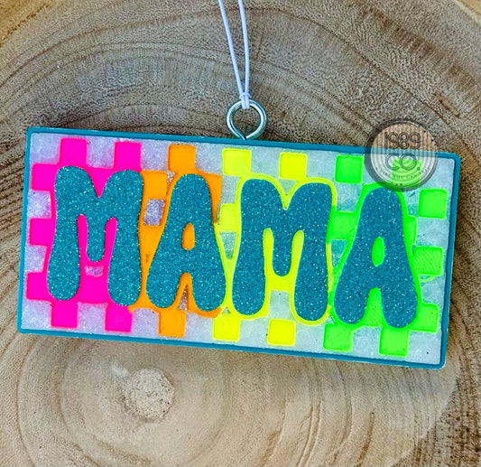 Checkered Rainbow Mama Car Freshie