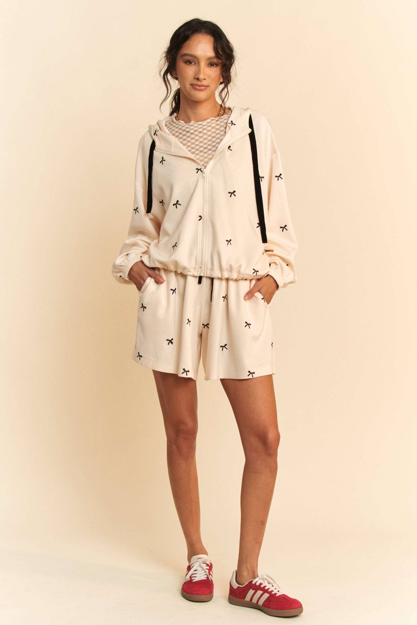 Embroidered Bow Set-SHORTS