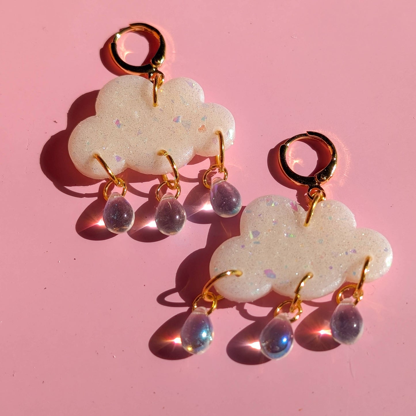 Opal earrings glitter cloud clay earrings cute iridescent