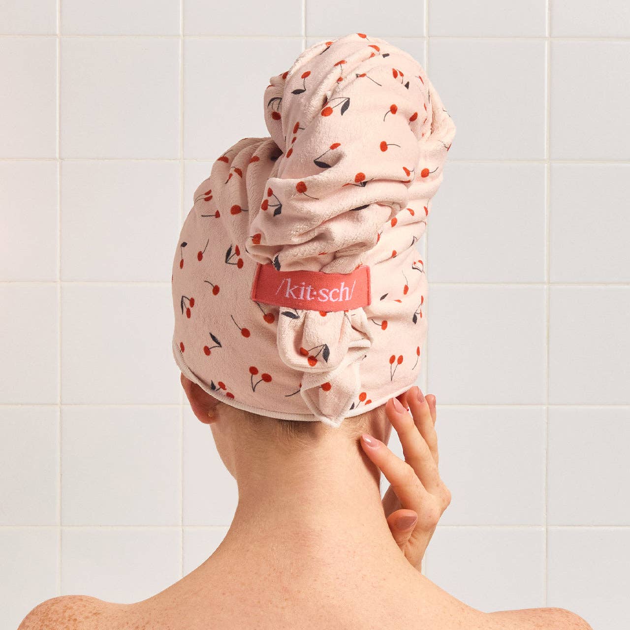 Kitsch | XL Hair Towel Wrap - Cherry Print