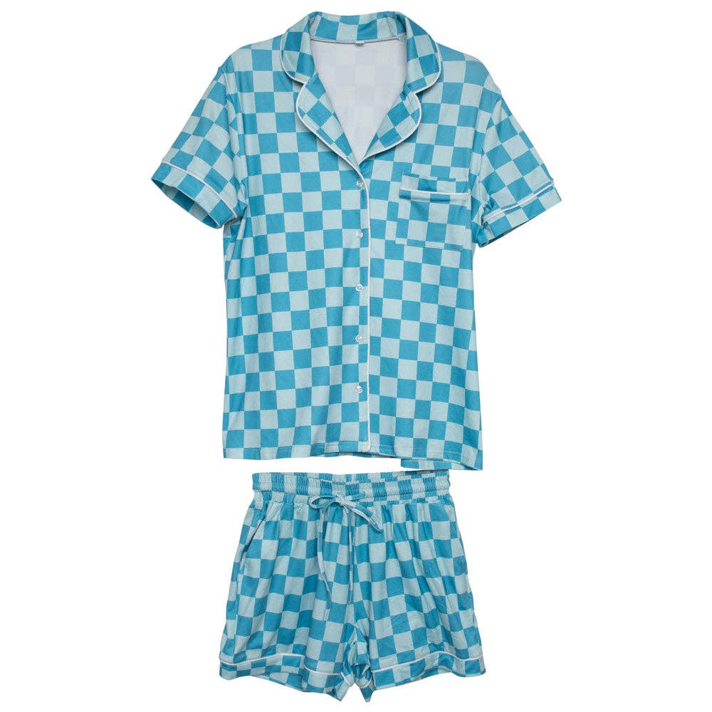 Teal Checker PJ Set