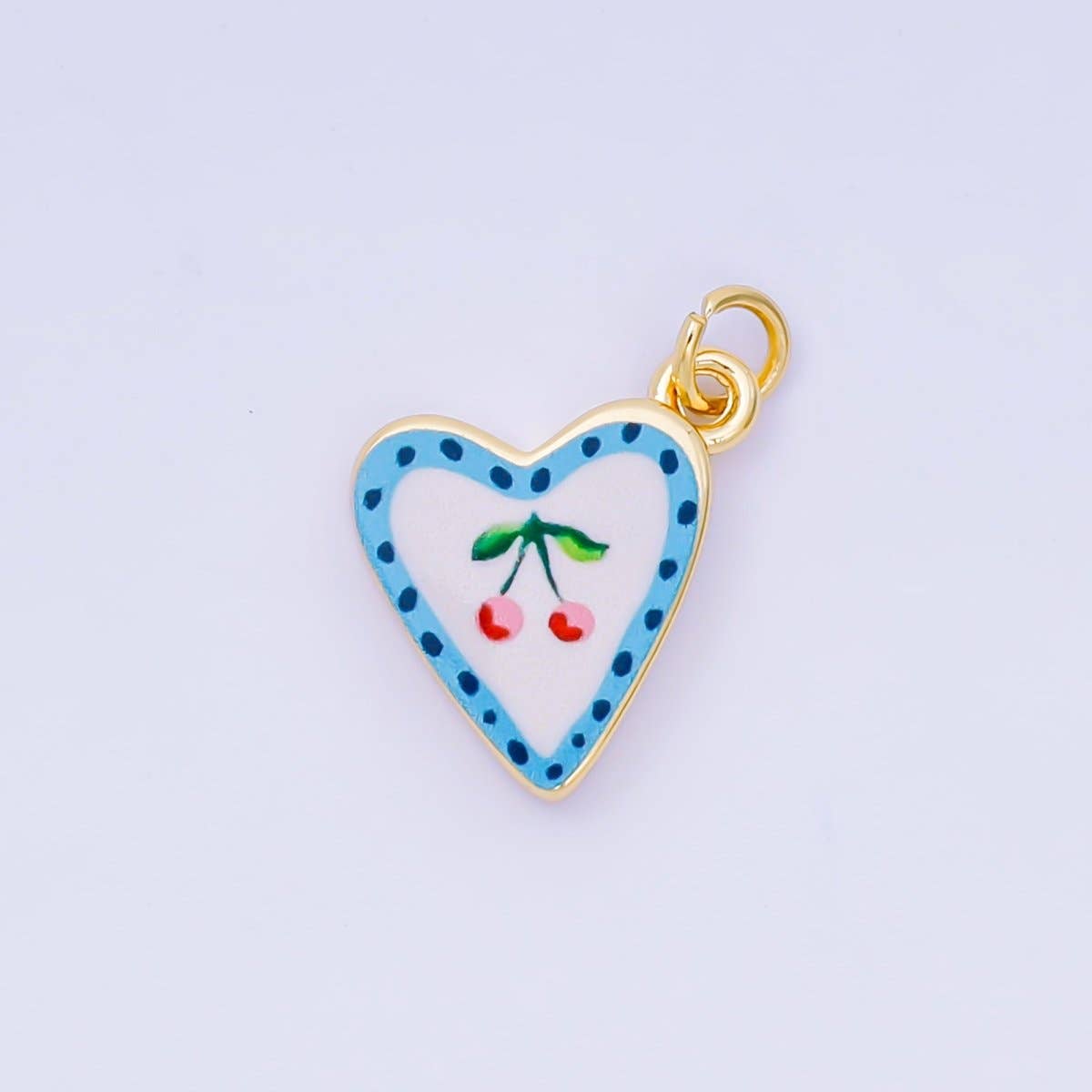 Rose, Cherry Enamel Heart Charm