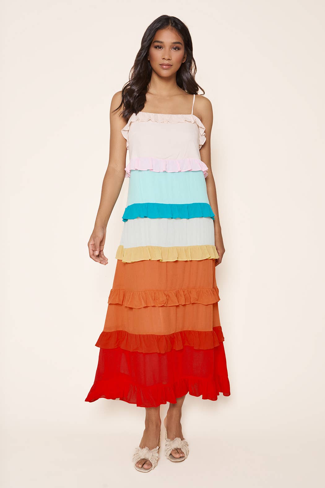 Taste the Rainbow Ruffle Maxi Dress