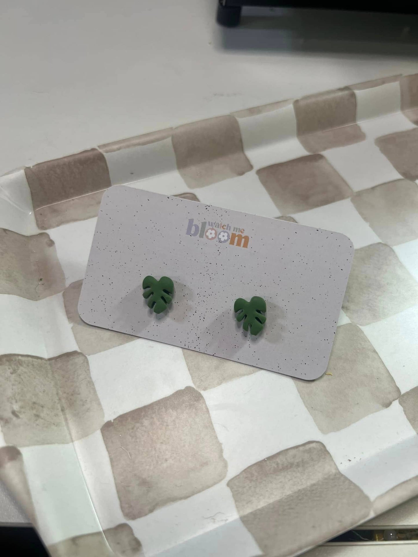 Monstera Leaf Studs Polymer Clay Earrings | Handmade