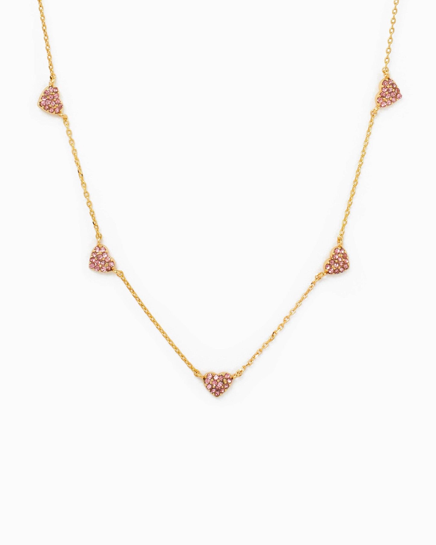 CZ Pave Heart Station Valentine Necklace