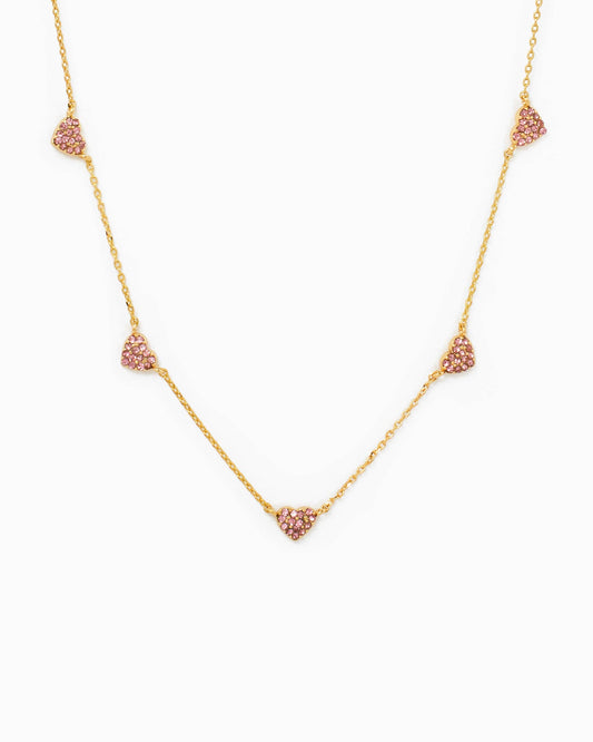CZ Pave Heart Station Valentine Necklace